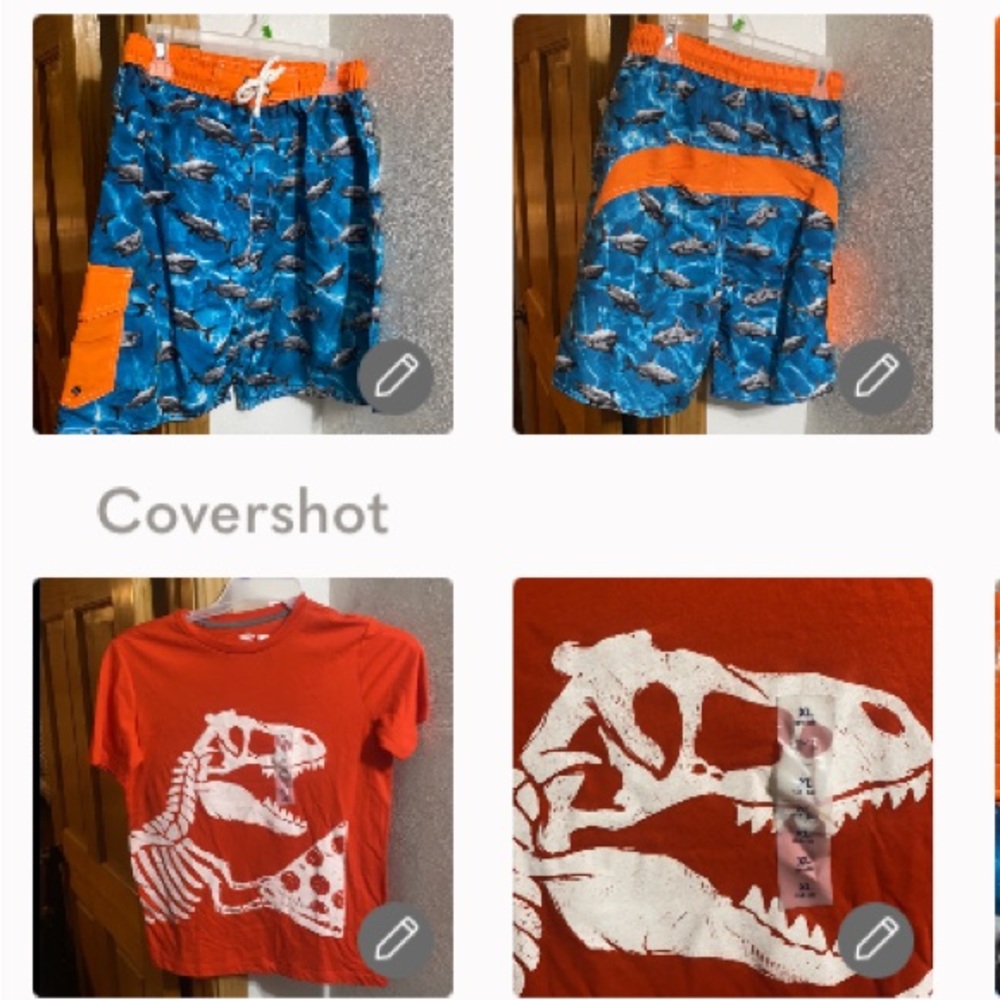 🦖🍕tee+Shark🦈swim sz12